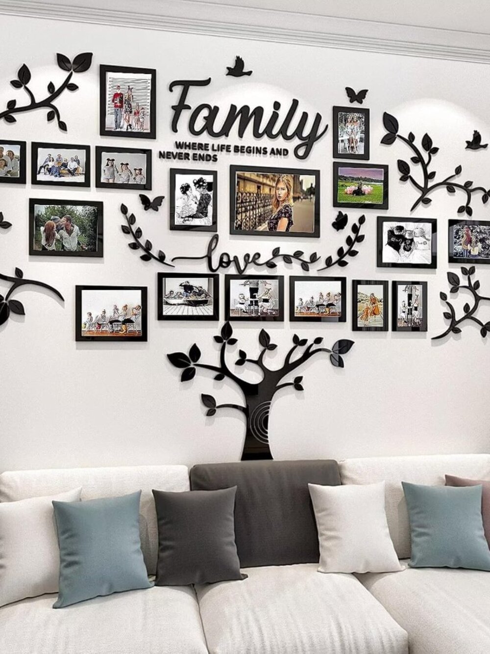 DIY Wall Decor Living Room Family Tree Wall Decor Sticker 3D Picture Frames Coll